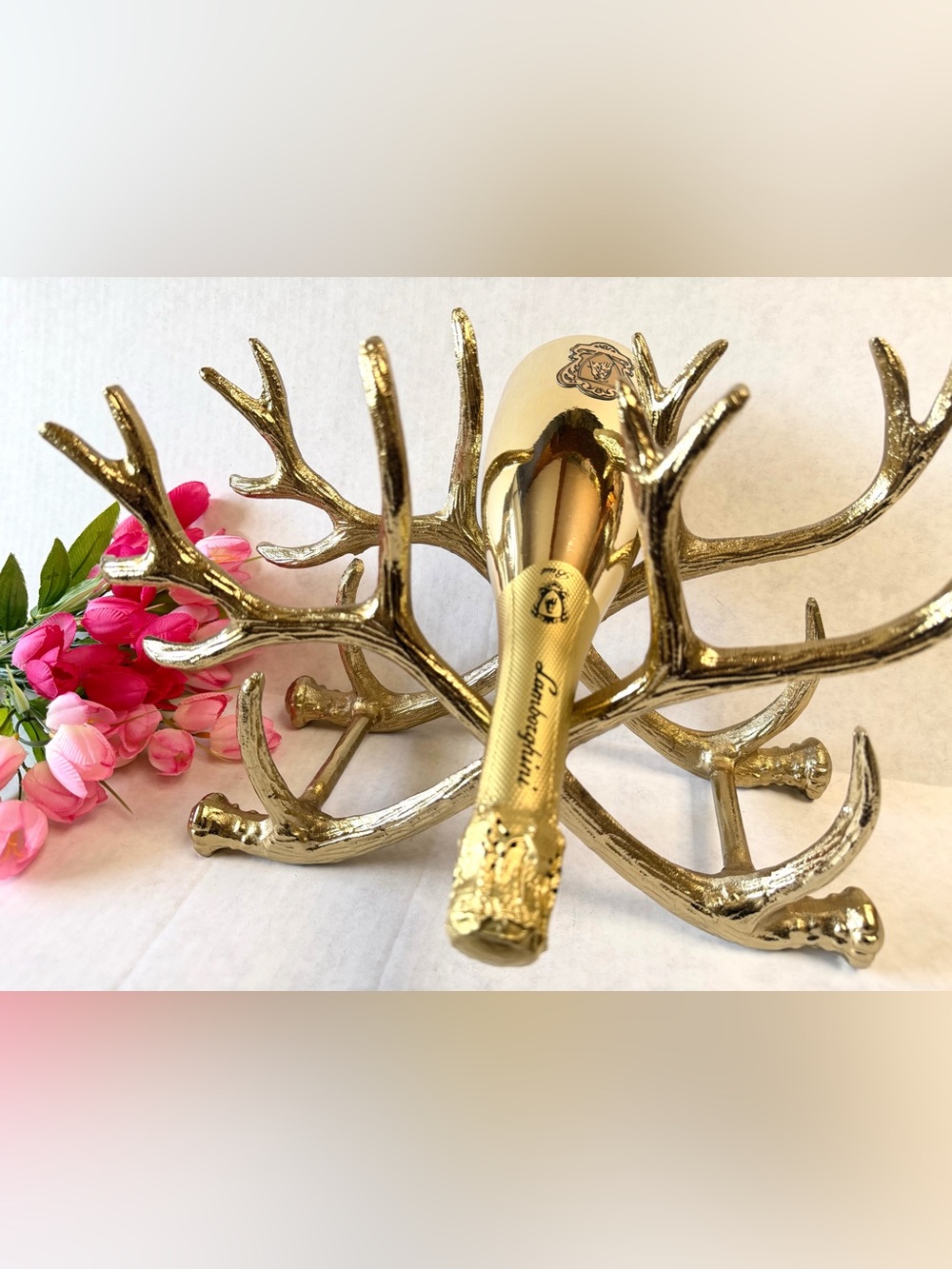 Gold Antler Metal Wine Rack